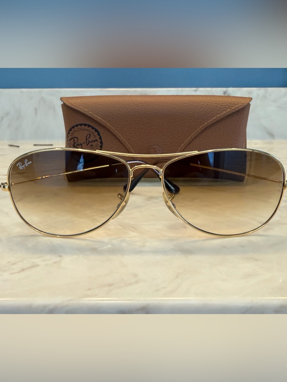 Ray-Ban Gold Frame with Brown Gradient Lenses Sunglasses